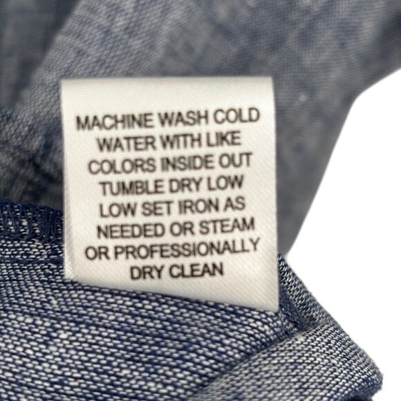 Hester & Orchard Linen Blend Button Front Babydoll Top Blue Size Large - Picture 6 of 7